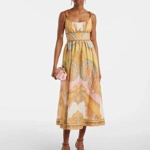 Zimmermann Maxine Picnic paisley linen bustier dress